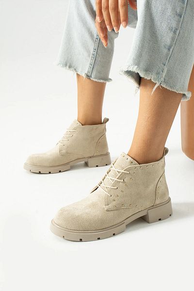 McDark Women's Farmas Beige Suede Half Boots