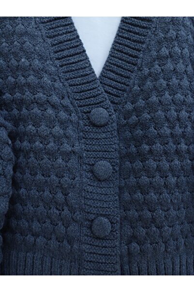 Modamorfo Рельєфний в'язаний кардиган з ґудзиками - Індиго