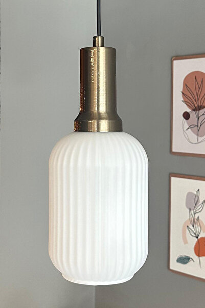 Bamyum Wingmn Beyaz Cam Tekli Avize Eskitme Fener Başlık Retro Sarkıt Lamba R...