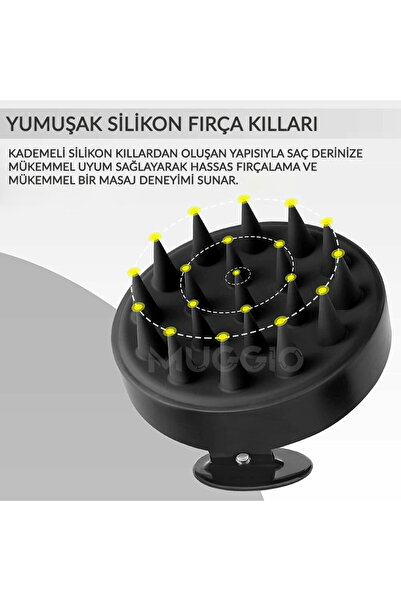 Muggio Black Soft Silicone Hair Care Massage Comb Shower Hair Leather Massage Brush