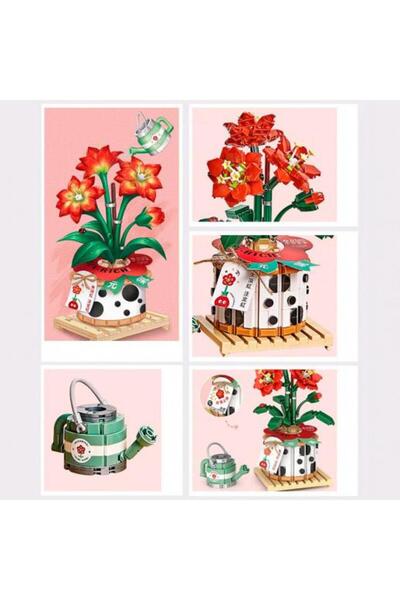 hak-iş oyuncak Micro Building Block with Flowers in a Buildable Pot Celebration Gift 703 Pieces