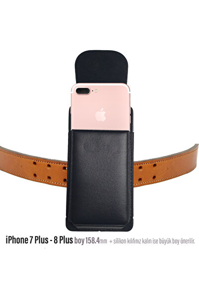 VİZYON Kemer Kılıfı Iphone 7 Plus - 8 Plus Uyumlu Kemere Takılan Telefon Kılıfı Bel Kemer Kılıfları Kapaklı