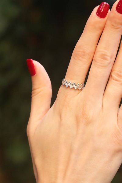 Sose Moda Silver Color Design Ring with Stones