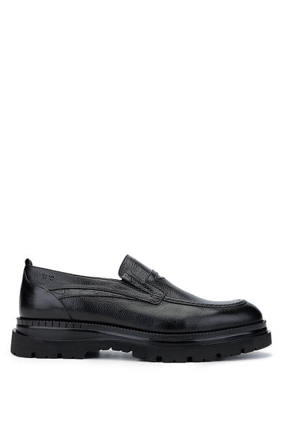 Tamer Tanca Men's Genuine Leather Black Loafer Shoes