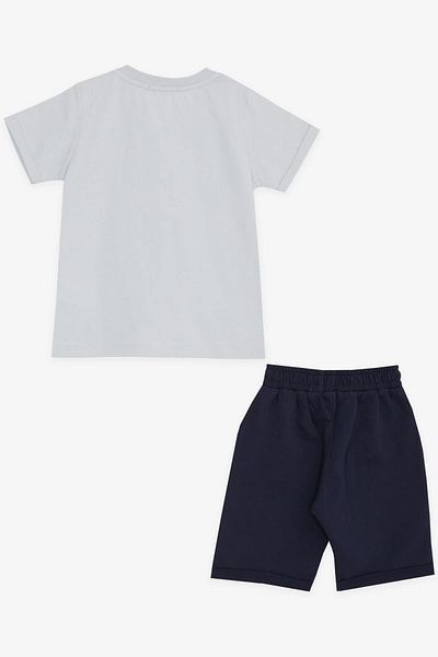 Breeze 1-4 Years Boy Gray Shorts Set - Animal Print