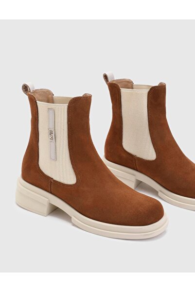 İLVİ Tammy Genuine Suede Leather Women's Tan Boots