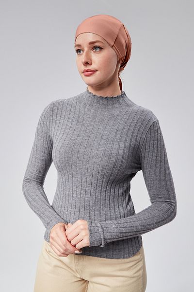 Sonbaharmoda Γυναικείο Hijab Lycra Χτενισμένο Βαμβακερό Αντιολισθητικό Απλό Καπό Δέσιμο