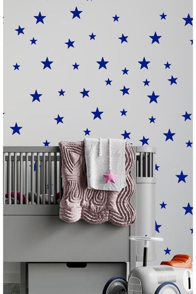 hediyepostası Yıldız Duvar Sticker 3-4-5cm 100 Adet Lacivert Minimalist Duvar...