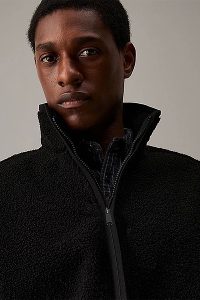 Calvin Klein HALF ZIP SHERPA Erkek SİYAH Sweatshirt J30J326679-BEH