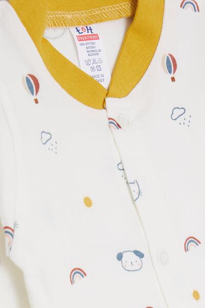 Breeze Baby Boy Booties Jumpsuit with Sky Theme Animal Pattern 0-3 Months-6 Months, Ecru