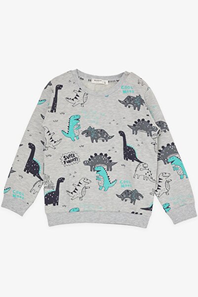 Breeze Baby Boy Tracksuit Set, Cheerful Animals Patterned, 9 Months-3 Years, Gray Melange