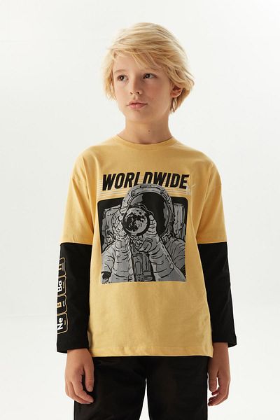 Nebbati Bg Store Senfgelbes T-Shirt für Jungen 23fw1nb3530