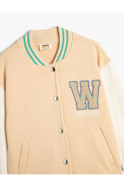 Koton Извънгабаритно колежанско яке Bomber с обло деколте и детайли с апликация