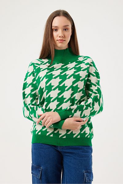 POODLE Women's Half Turtleneck Woven Sweater