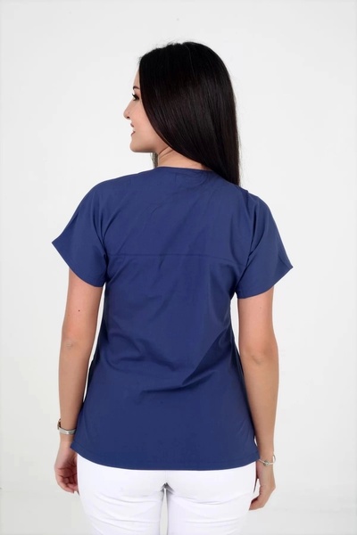 DENİZ İŞ Women's Lycra Batwing Petrol Blue Color Scrubs Teküst