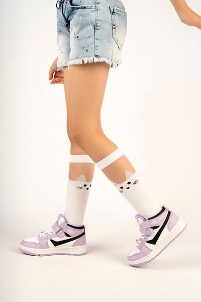 McDark Lilac White Girl's Sports Sneaker - Long Top