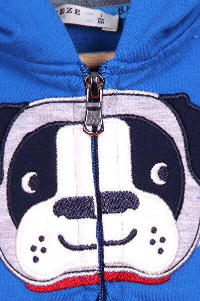 Breeze Boy's Tracksuit Set with Dog Embroidery, Age 1-4, Saks Blue