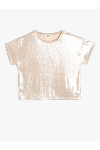 Koton Crew Neck Shiny Short Sleeve Blouse