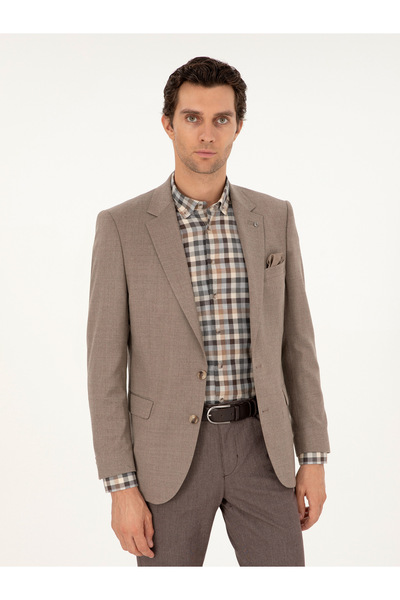 Cacharel Camel Slim Fit Wool Blend Jacket 50292488-Vr015