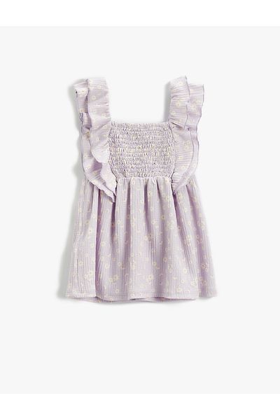 Koton Partykleid aus elastischer Baumwolle mit Trägern und Rüschen