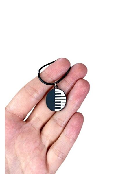 Herşey Nota Piyano Tuşları Figürlü Müzik Piano Piyanist Mineli Yuvarlak Kolye...