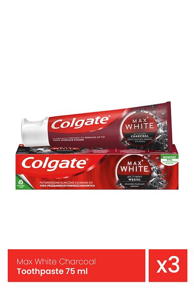 Colgate Max White Charcoal Toothpaste 75 ml x 3 pieces