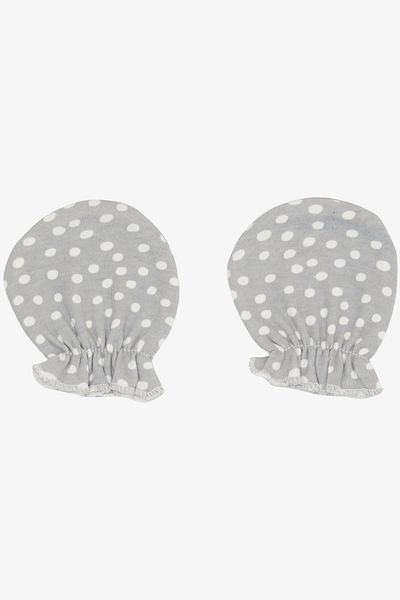 Breeze Light Gray Polka Dot Patterned Newborn Baby Gloves