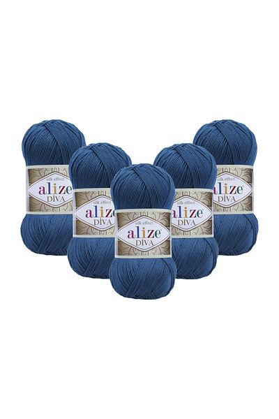 Alize Diva Hand Knitting Yarn 100 Gr. Pack of 5 (100GR X 5 PCS)