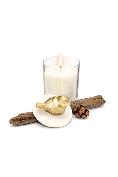 Trilya YILBAŞI PARILTISI  KUŞ SERAMİK KAPAKLI VEGAN MUM HANIMELİ KOKULU