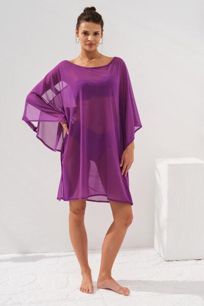 Pierre Cardin Kolu Bant Detaylı Tunik Pareo Mor 231802