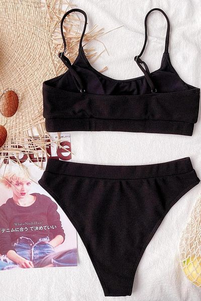 Angelsin High Waist Twill Bikini Set
