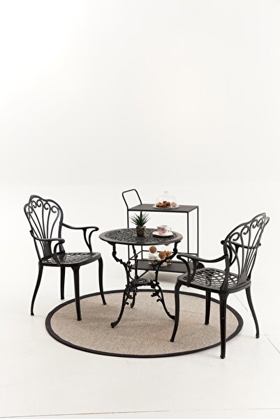 Divona Home Black Döküm Balçe Balkon Bistro Set