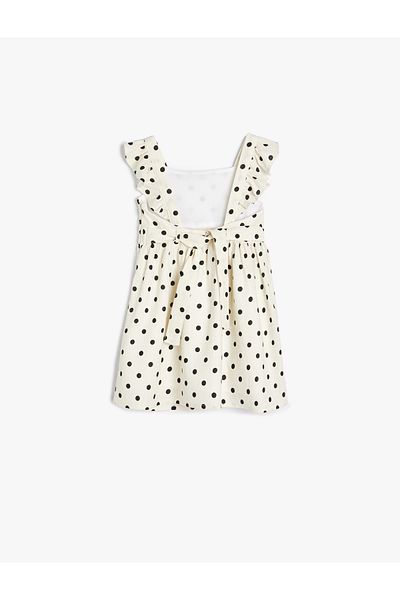 Koton Linen Strap Dress - Frilly Square Collar