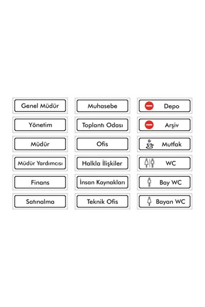 Hakan Reklam Muhasebe Müdür Finans Depo Ofis Kapı Isimlikleri 18'li Ürün Foly...