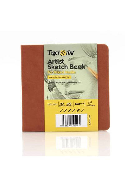 Tigertint Sketch Book Hard Cover Sketchbook 140 Gr 12X12 cm 80 Yp Taba