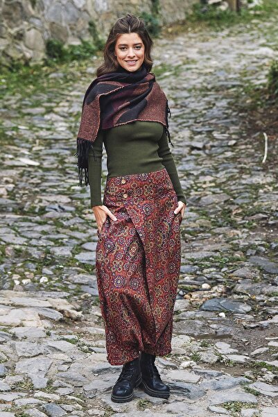 Los banditos Pantaloni largi de damă cu nasturi naturali, cu buzunare