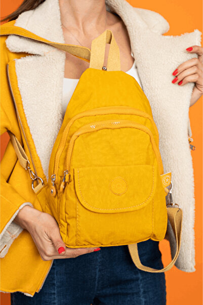 modvina Orijinal Krinkıl  Kumaş Sarı  Çanta - Hem Sırt Hem Bady Bag Üst Kalit...