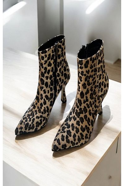 myshoes κοντές μπότες λεοπάρ