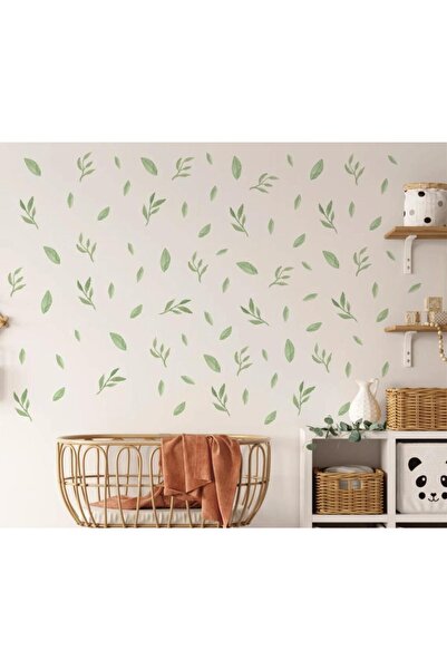 Lizpo Decor Adaçayı Yeşil Yapraklar Duvar Sticker, Yeşillik Duvar Minimalist ...