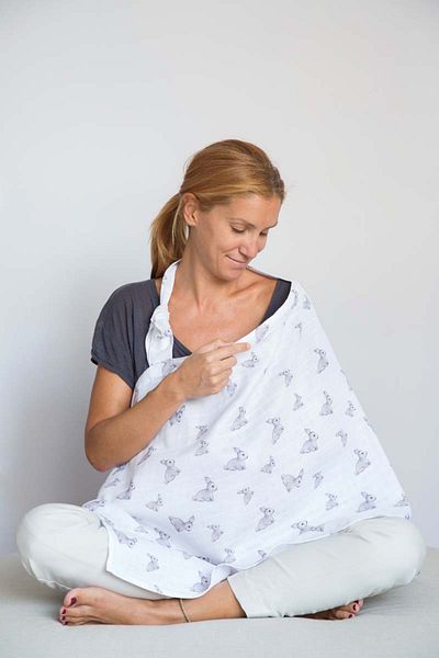 DEUX LAPINS 90x60 cm Iconique Baby Muslin Nursing Bib - Lapin