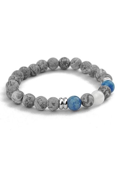 Alnis Atelier Gray Jasper, Ceyt and Moon Stone Natural Stone Bracelet