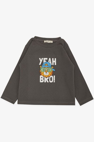 Breeze Girls & Boys Boy' Long Sleeve T-Shirt with Hat Cool Lion Printed 1-4 Years, Smoked