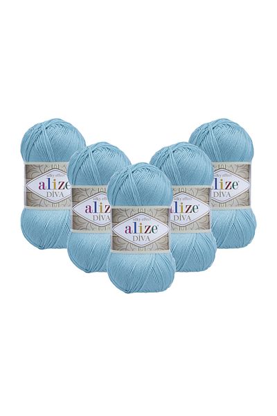 Alize Diva Hand Knitting Yarn 100 Gr. Pack of 5 (100GR X 5 PCS)