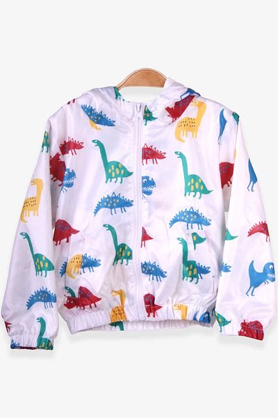 Breeze Raincoat Children's Raincoat - Colorful World of Dinosaurs, White for Ages 1-6