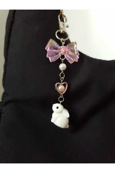 Crosswonder Coquette Bow White Rabbit White Rabbit Bag - سحر سلسلة المفاتيح y2k