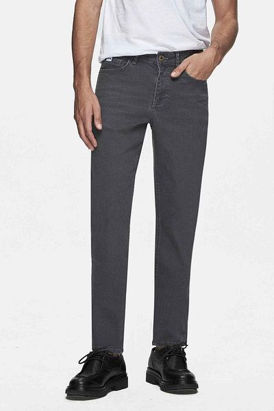UCLA Fausto Gray Denim Embroidered Standard Fit Men's Trousers