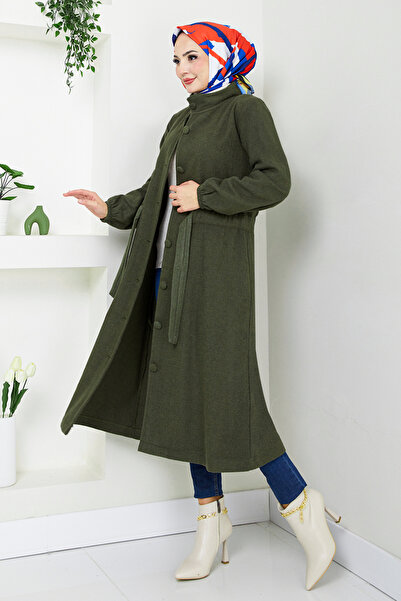 ModaMerve Khaki Stamp Cap - 2056Bgs895-M Bel Tunnel Model