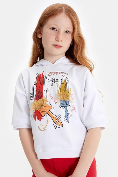 Tyess Bg Store White Sweatshirt for Girls 23Ss0Tj4412