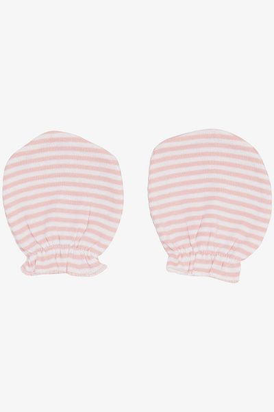 Breeze Pink Striped Newborn Baby Gloves