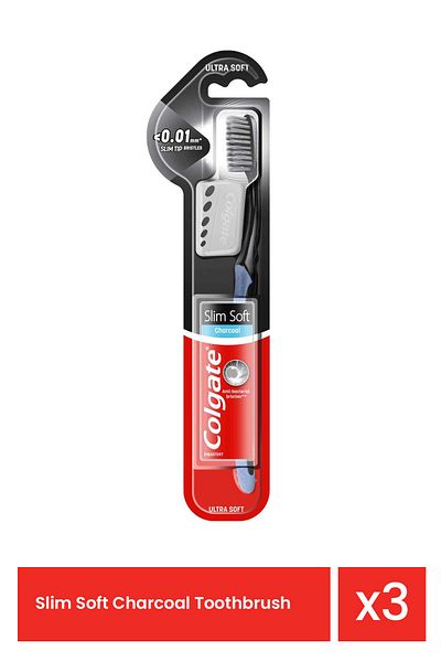 Colgate Toothbrush Slim Soft With Charcoald x 3 pieces
